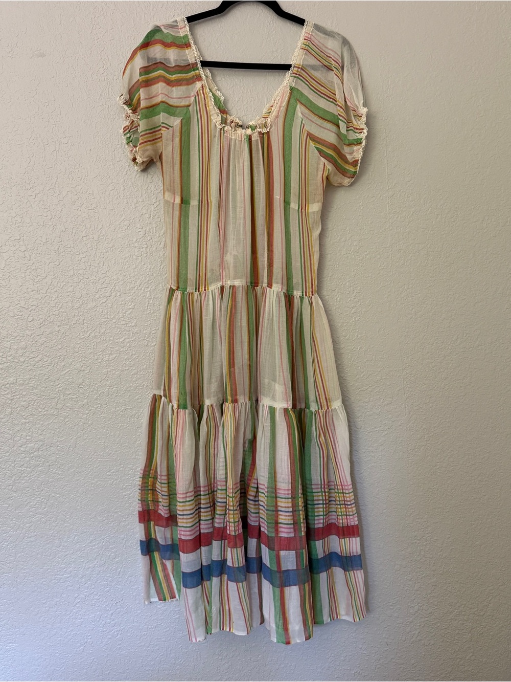 Vintage 1950s Semi-Sheer Striped Midi Dress